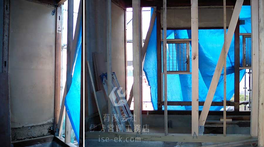 ベタ基礎に変更され、耐震補強を現在の基準に合わせます。