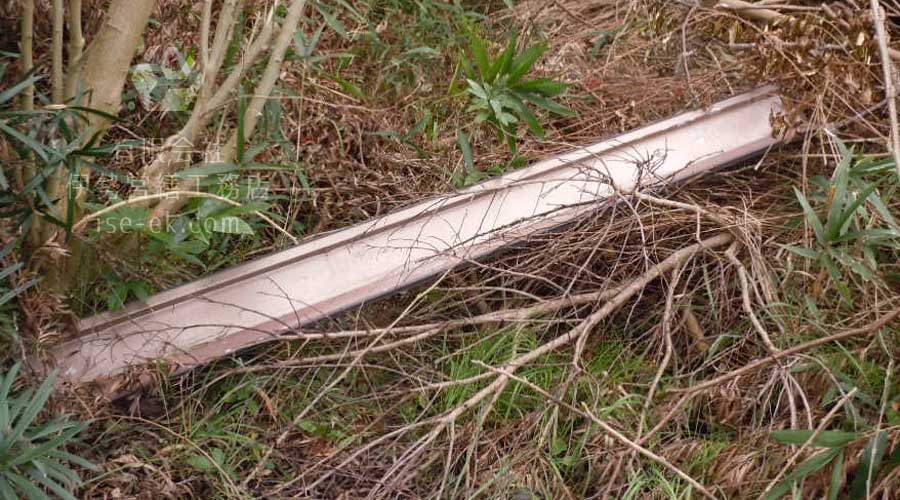 台風で飛散し下地が露出した屋根の棟部分