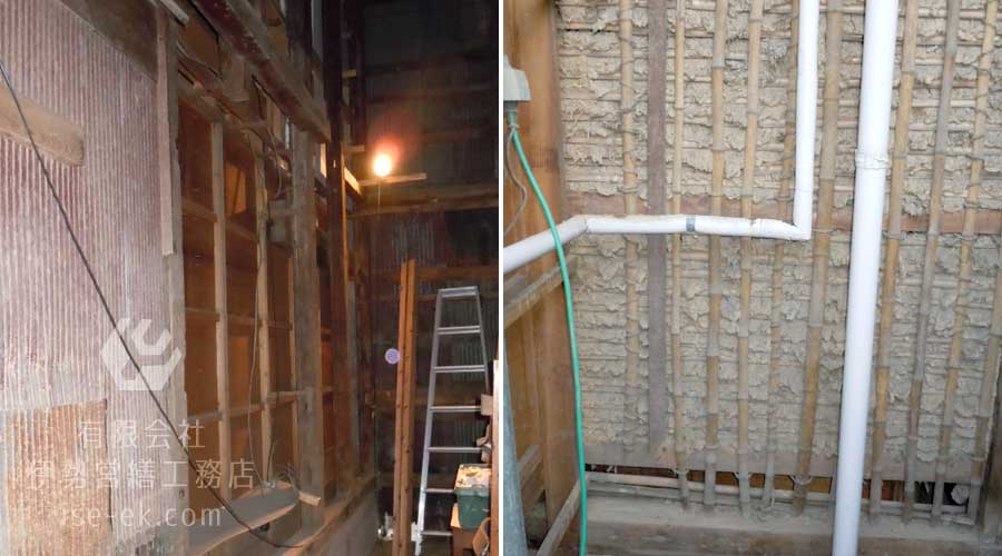 筋交いが入っていない壁の内部